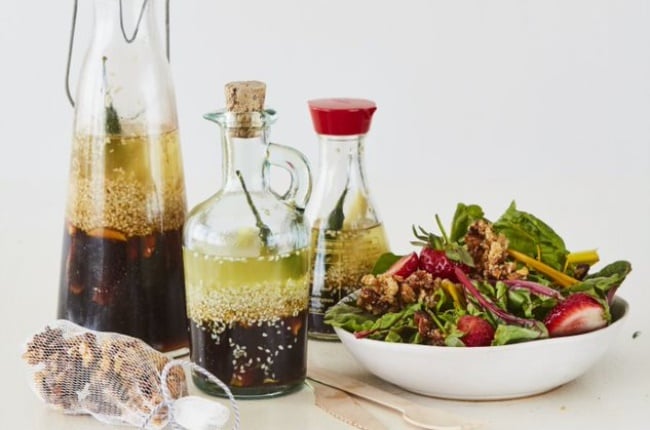 Asian salad dressing and almond brittle. (Photo: Jacques Stander) 