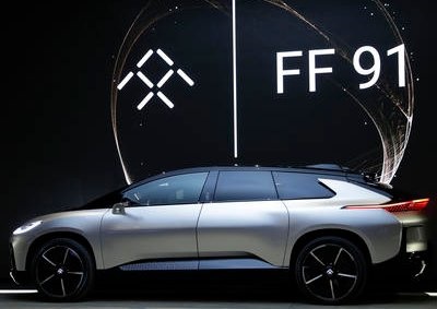 <b>TAKING ON TESLA:</b> Faraday Future's FF 91 electric car is unveiled during a news conference at CES International in Las Vegas. <i>Image: AP / Jae C. Hong</i>