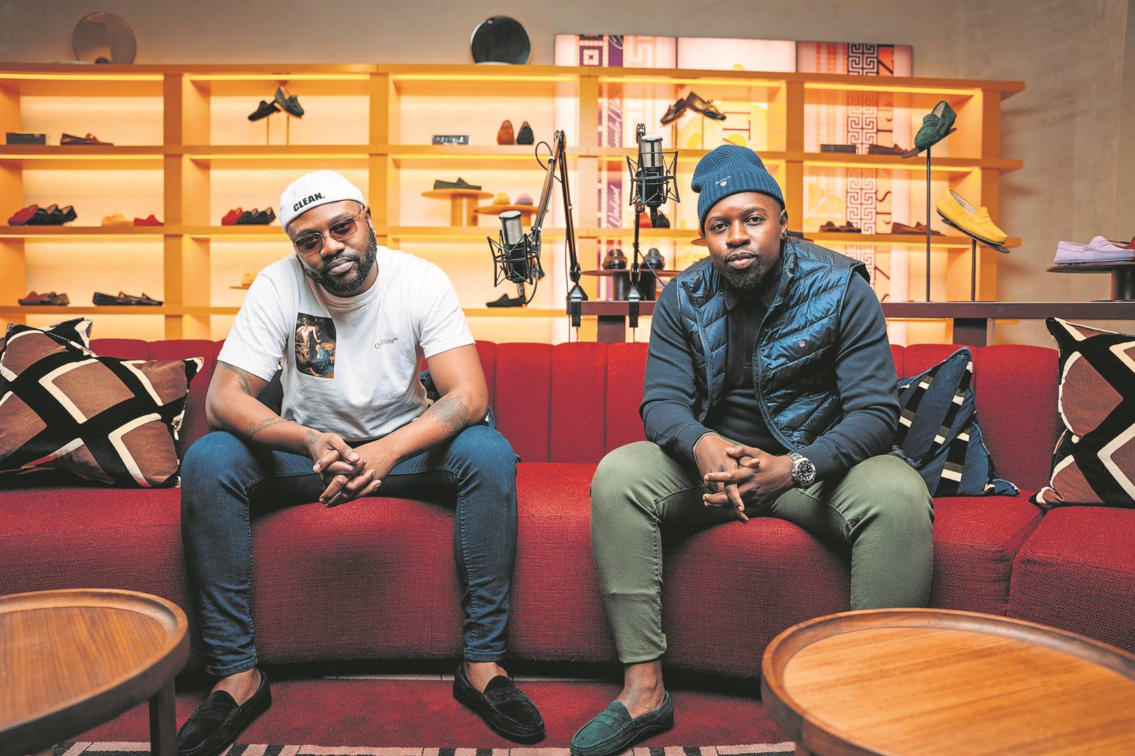 Mr JazziQ (right) chats to Sizwe Alakine in the first episode of his new podcast.