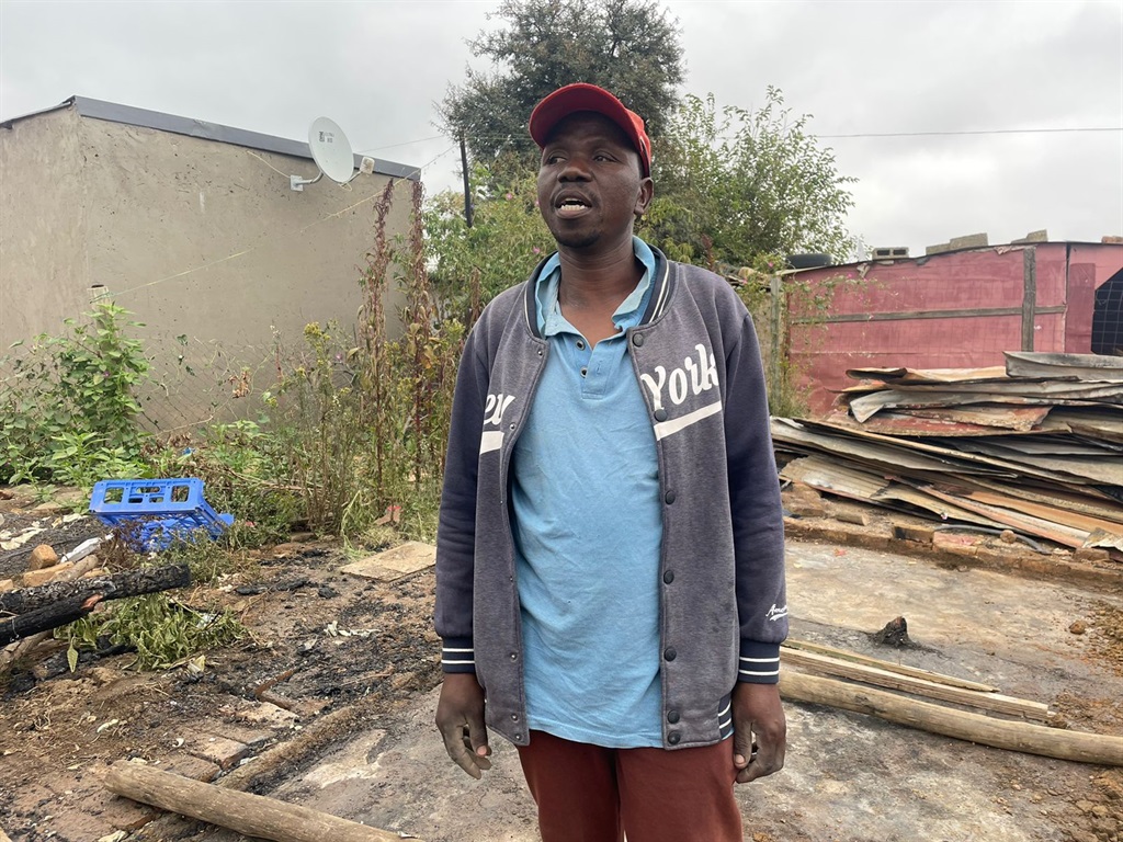 Raymond Moela has lost all his belongings in a fire.                             Photo by Kgalalelo Tlhoaele