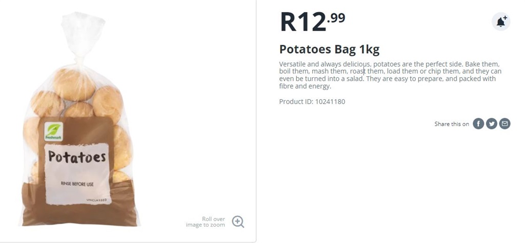 1kg bag of potatoes from Shoprite (Shoprite)