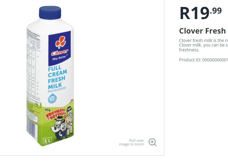 1L Clover full cream fresh milk (Shoprite)