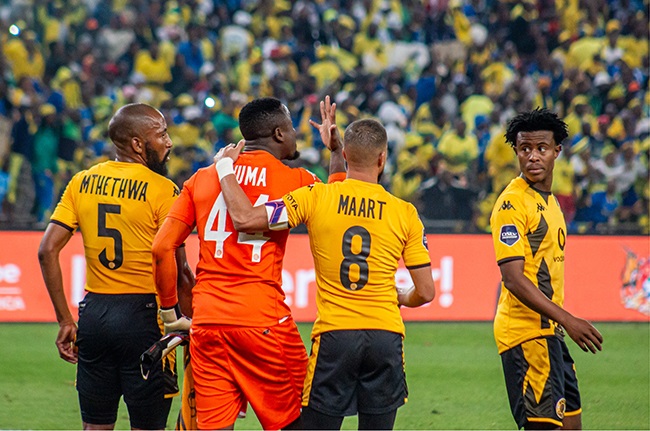Kaizer Chiefs goalkeeper Bruce Bvuma vents his frustration on what was his team's most difficult night in league football in 34 years as they lost 5-1 to Mamelodi Sundowns. Bvuma was yet to be born the last time Chiefs conceded five goals in a league game. (Alfonso Nqunjana/News24) 