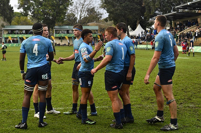 The Bulls celebrate their 34-15 win over SWD at Rondebosch Boys' High School on 7 July 2022. (Photo by Ashley Vlotman/Gallo Images)