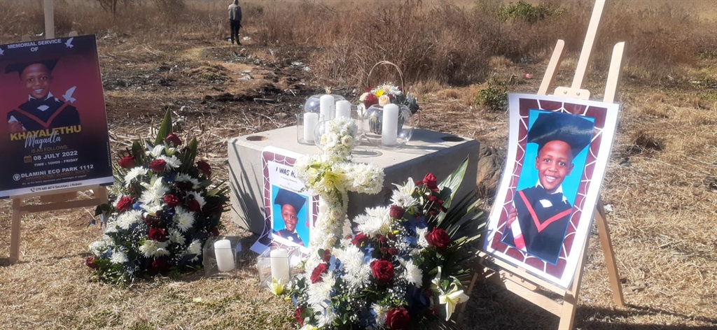Khayalethu Magadla's family, friends, teachers, schoolmates and the community gathered for his memorial service at Dlamini Park where he was last seen while playing with friends last month.
