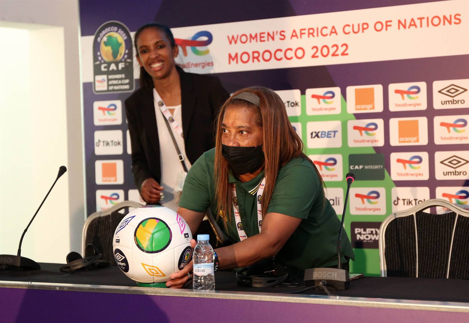 Banyana Banyana coach Desirée Ellis during the 2022 Women’s Africa Cup of Nations match between South Africa and Burundi at Stade Prince Moulay Al Hassan, Rabat. Photo: Samuel Shivambu/BackpagePix