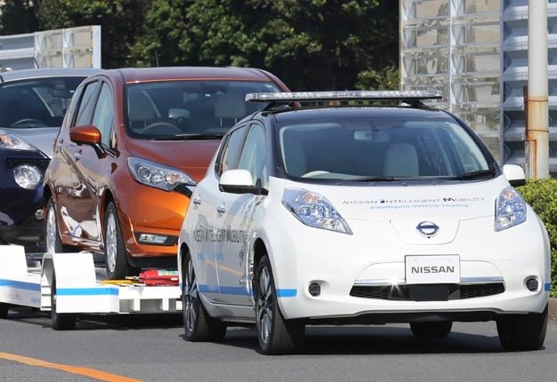 <B>LEADING THE PACK:</B> Nissan says it is testing its driverless cars at a Nissan factory. <I>Image: AP / Koji Sasahara</I>