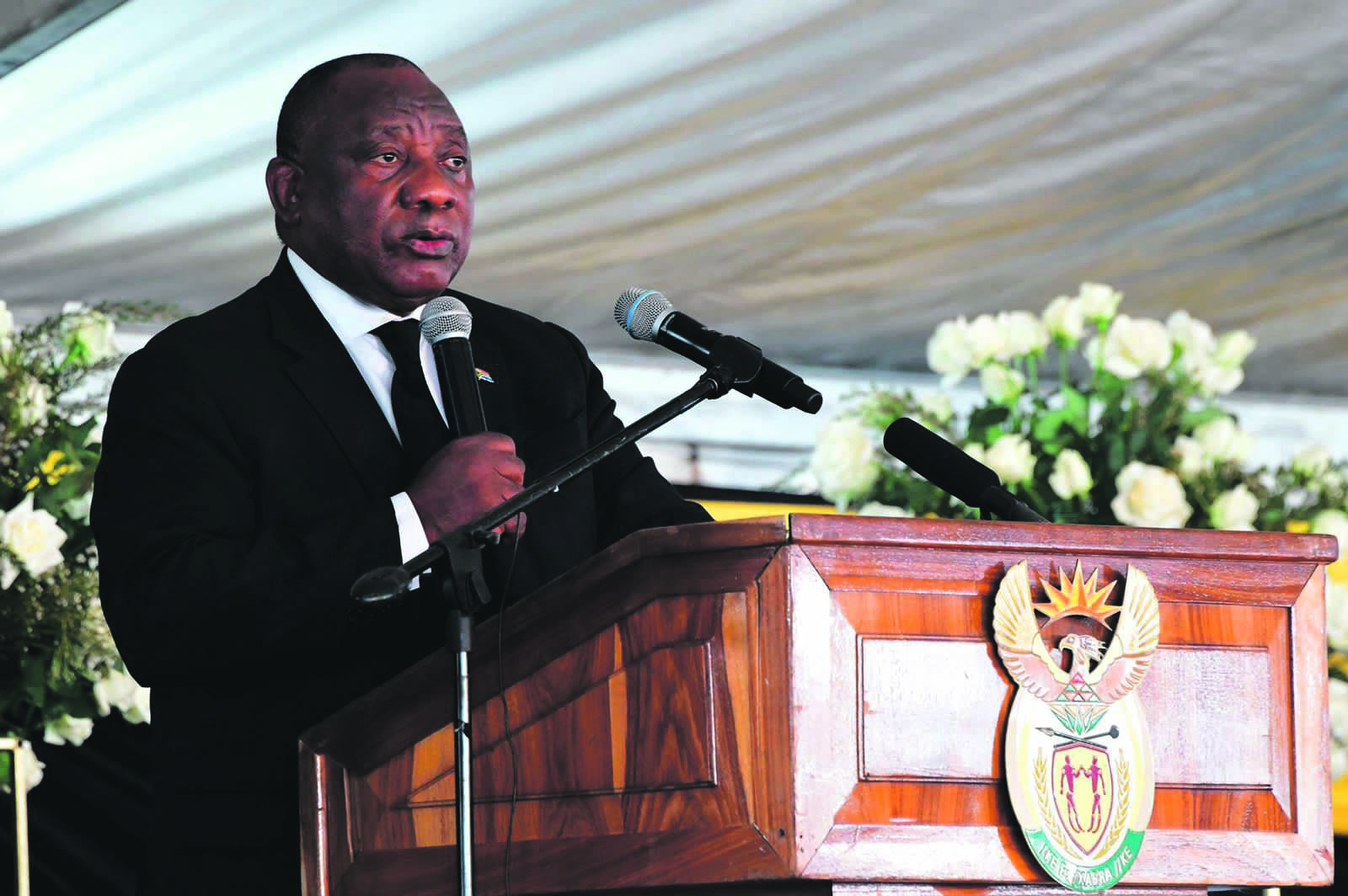 President Cyril Ramaphosa at the service this week Photo: GCIS