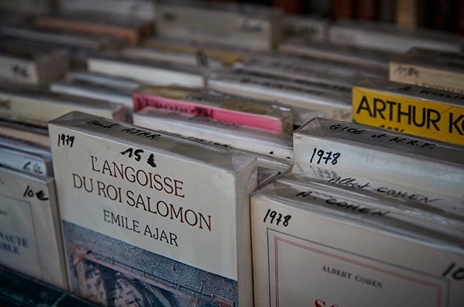 PARIS, FRANCE - JANUARY 03: Books for sale in a bo