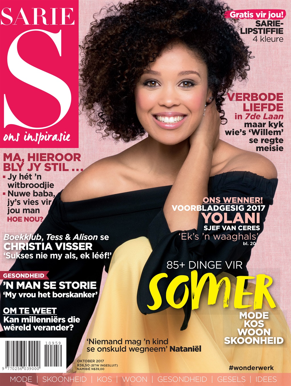 Yolani op die voorblad van SARIE in 2017.