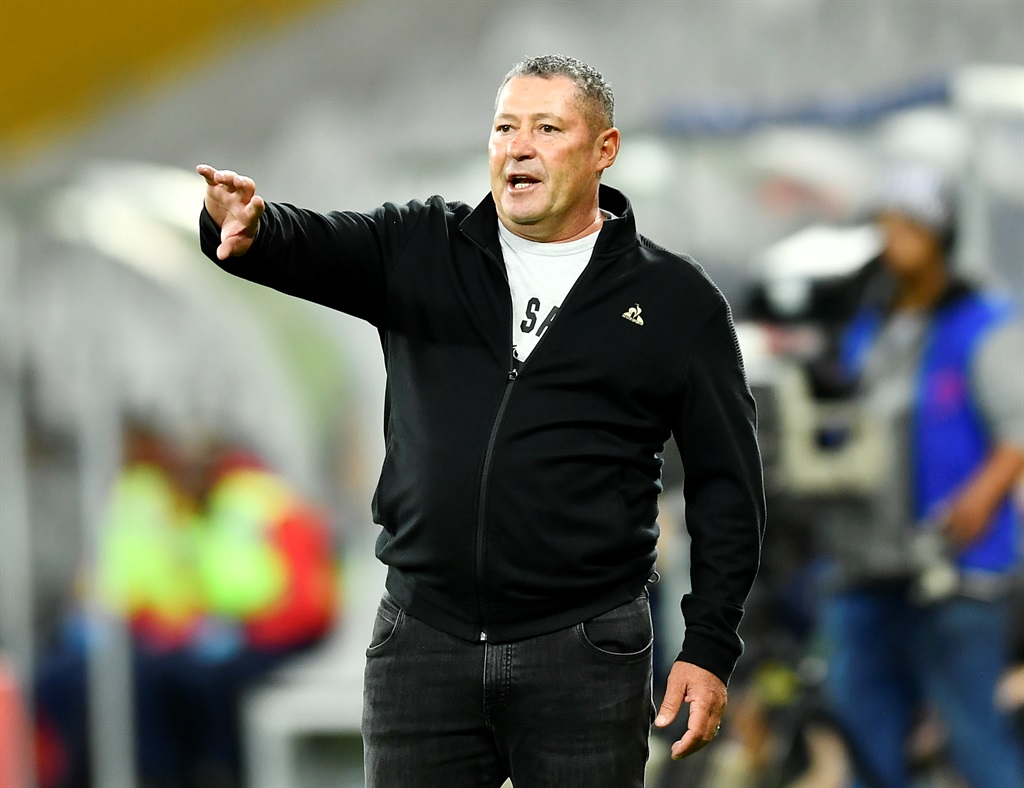 CAPE TOWN, SOUTH AFRICA - MARCH 05: Head Coach, Steve Barker during the DStv Premiership match between Cape Town City FC and Stellenbosch FC at DHL Cape Town Stadium on March 05, 2024 in Cape Town, South Africa. (Photo by Ashley Vlotman/Gallo Images)