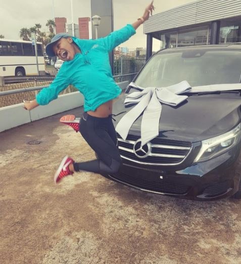 Babes Wodumo and her new whip.
Photo: Instagram