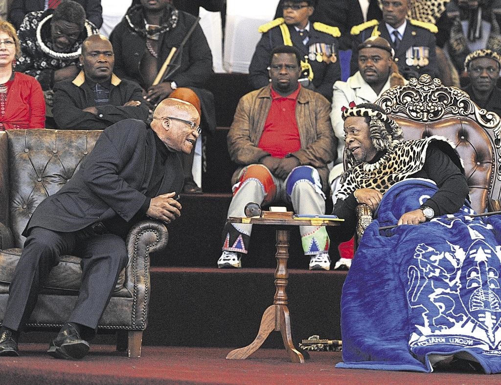 President Jacob Zuma and King Goodwill Zwelithini.. Photo by Jabulani Langa