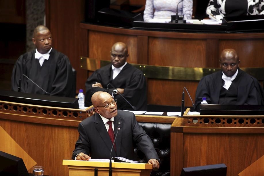 President Jacob Zuma making his State of the Nation Address in Parliament. Photo by Reuters