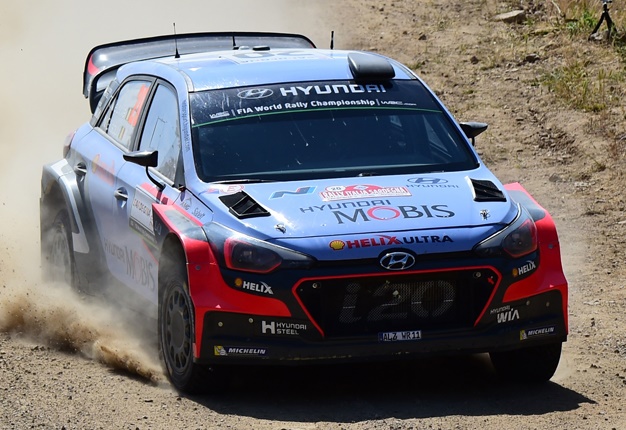 <b> FIRST WIN OF 2016: </b> Belgian driver Thierry Neuville and compatriot co-driver Nicolas Gilsoul won the Rally Sardinia in their Hyundai i20 WRC. <i> Image: AFP / Giuseppe Cacace </i> 