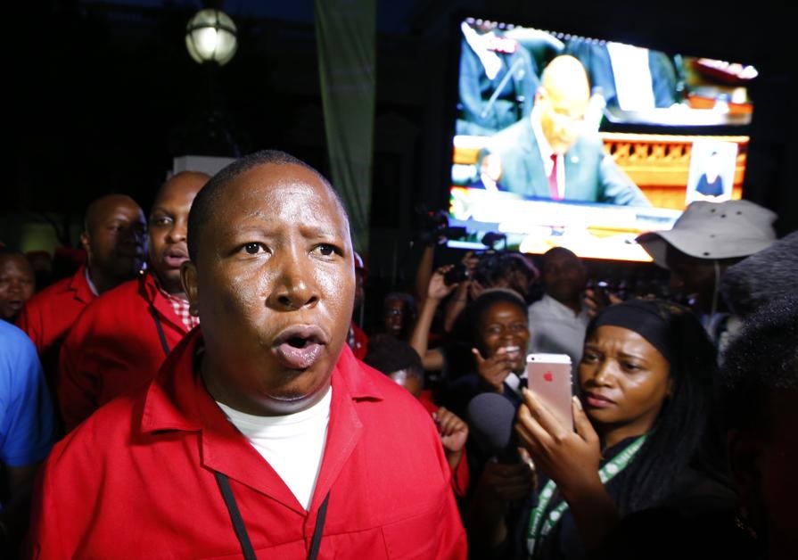 EFF leader Julius Malema outside Parliament last night. Photo by Reuters