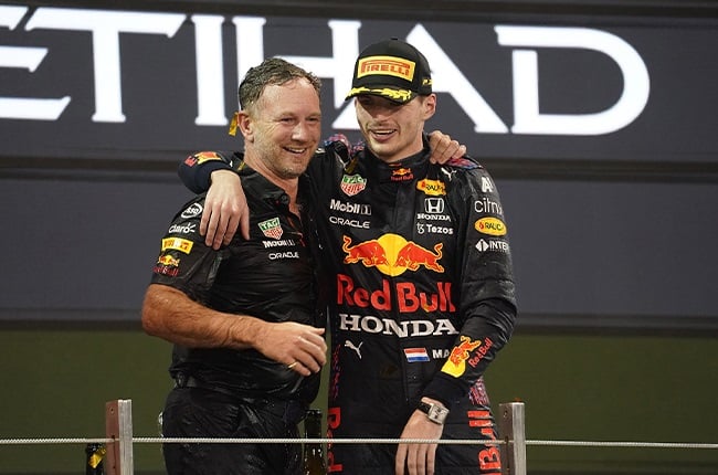 Max Verstappen (right) and Red Bull team boss, Christian Horner