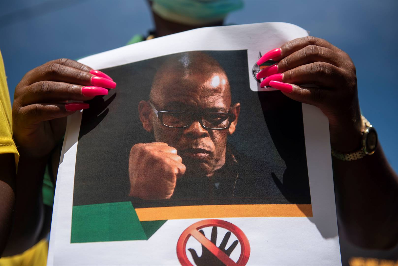 A supporter of Ace Magashule during a previous court appearance in Bloemfontein.  