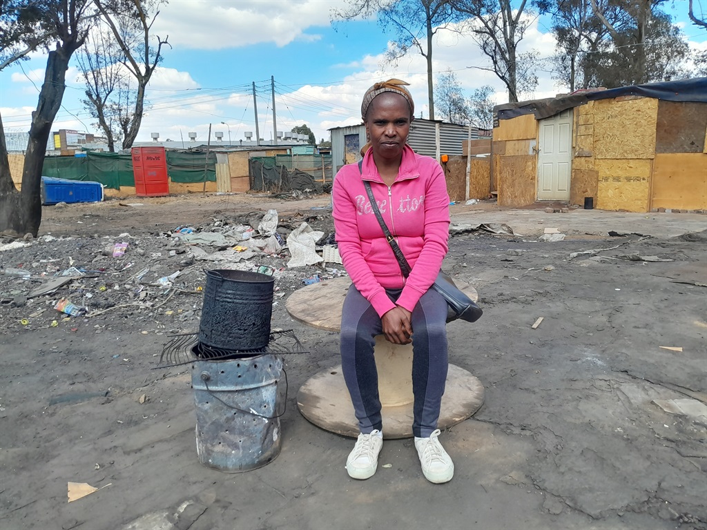 Zamambo Mkhize from Marathon informal settlement in Boksburg lost everything when her shack caught fire. Photo by Happy Mnguni