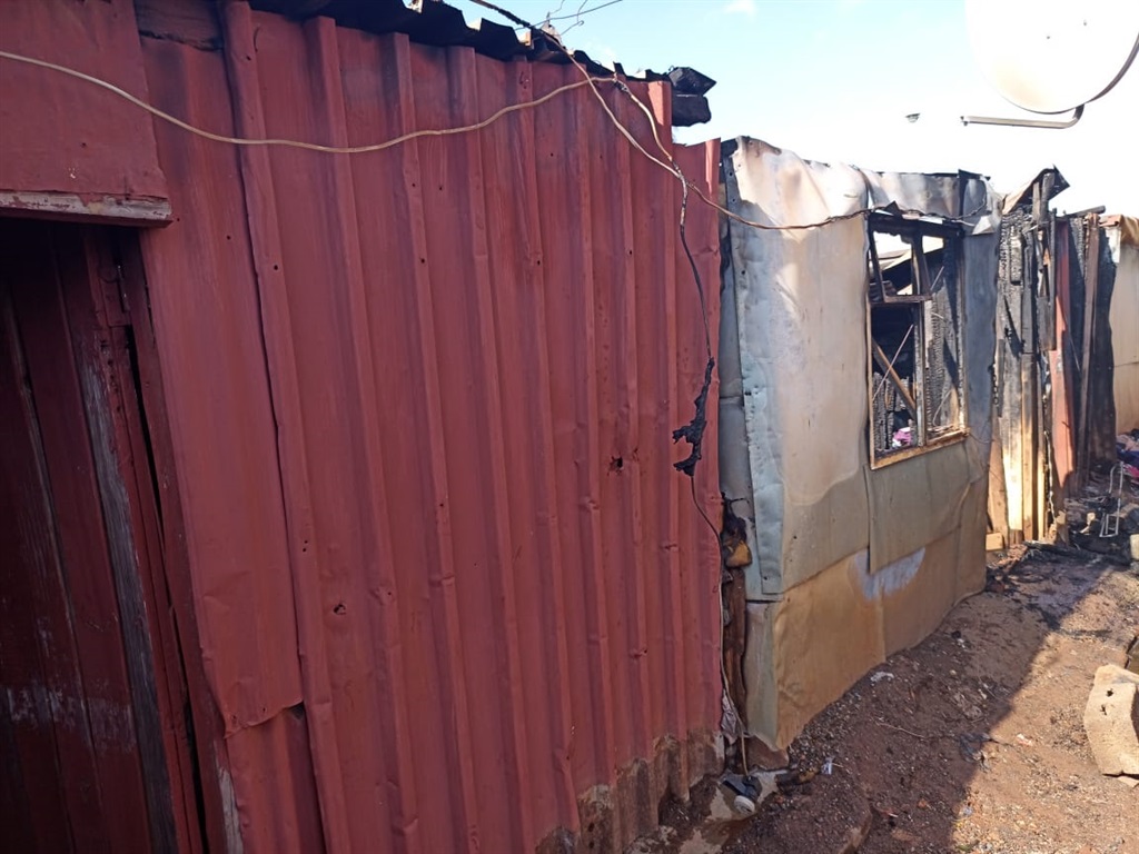 A backyard shacks burnt down in Katlehong, Ekurhul