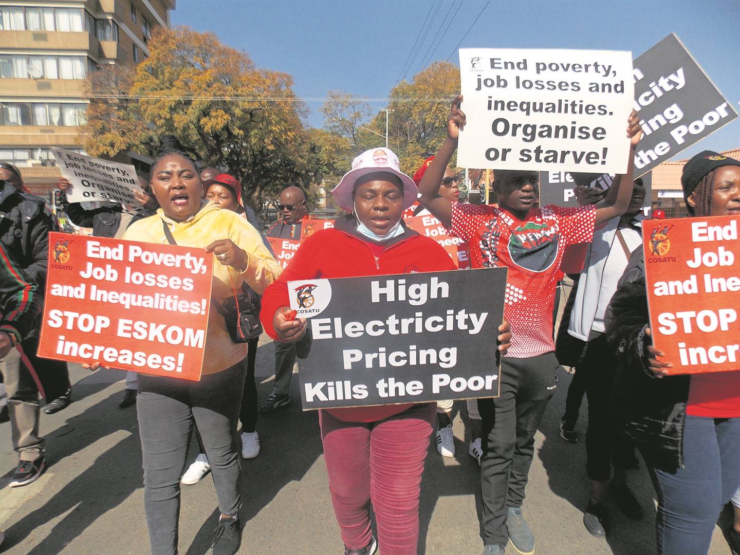 Members of Cosatu decided to start with rolling mass action over high prices. The federation is preparing for a national shutdown on 7 October.           Photo by Aaron Dube