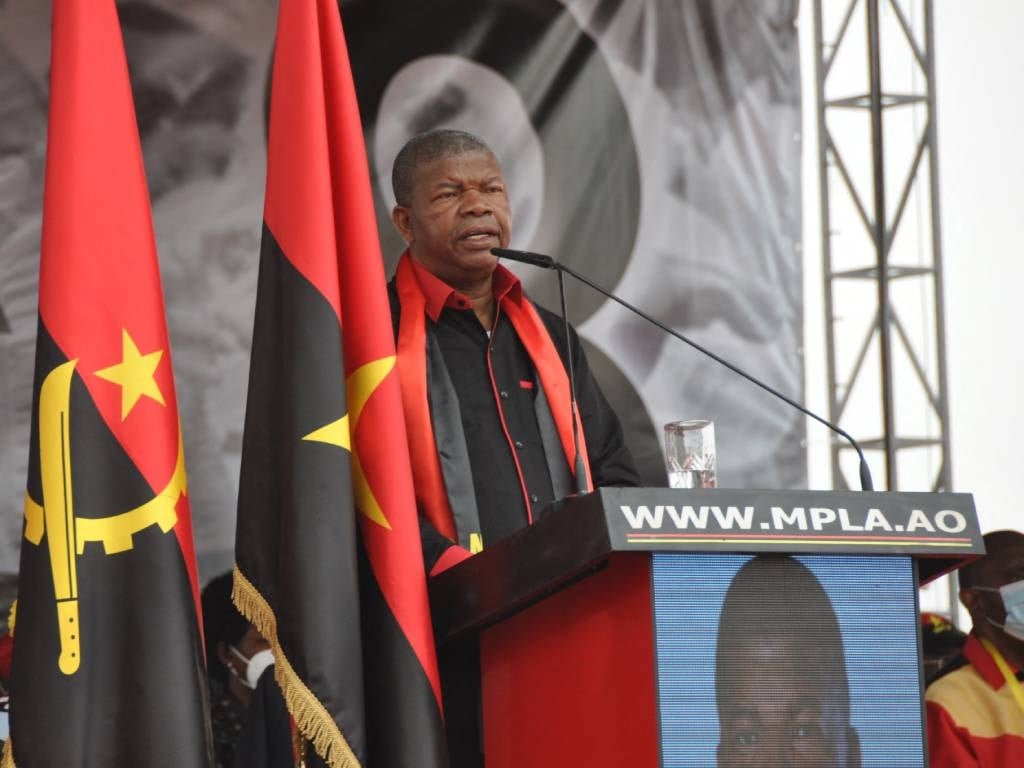 Joao Lourenco, Angola's President and presidential candidate of the the Popular Movement for the Liberation of Angola (MPLA) delivers a speech during a campaign rally in Luanda.