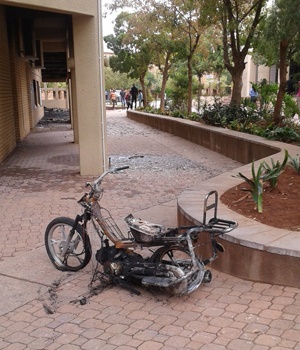 Remnants of yesterday's clashes between students, police and private security. Picture: S'thembile Cele 