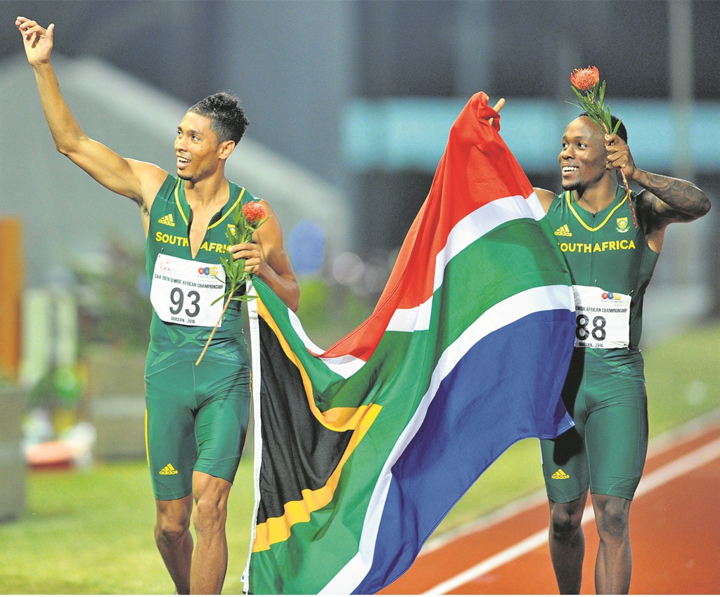 Wayde van Niekerk and Akani Simbine after their victory at the weekend in Durban.  Photo by BackpagePix 