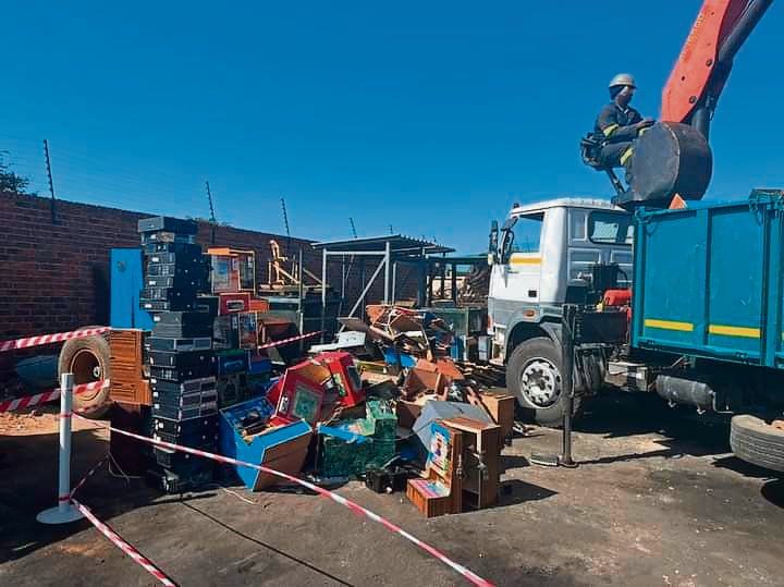 The Limpopo Economic Development, Environment and Tourism department and Limpopo Gambling Board and police destroyed 183 illegal gambling machines in Polokwane on Monday.  Photo by Judas Sekwela