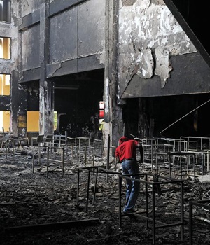 Buildings were set alight at North-West University’s Mahikeng campus this week after students protested against the suspension of a former SRC leader
PHOTO: Felix Dlangamandla 