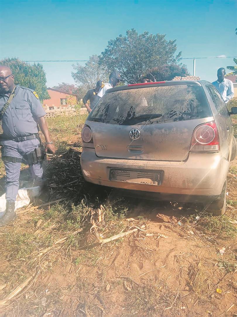 AYEYE, GOGO!:The VW Polo that was found in gogo’s yard in Agincourt, Mpumalanga, was stolen from slain traffic cop, Thabo Mashego (inset).