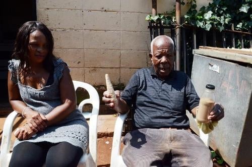 Love is in the air: Nhlanhla Nkosi said age is just a number and she loves her 102 year-old madala, Japan Mfeka. 