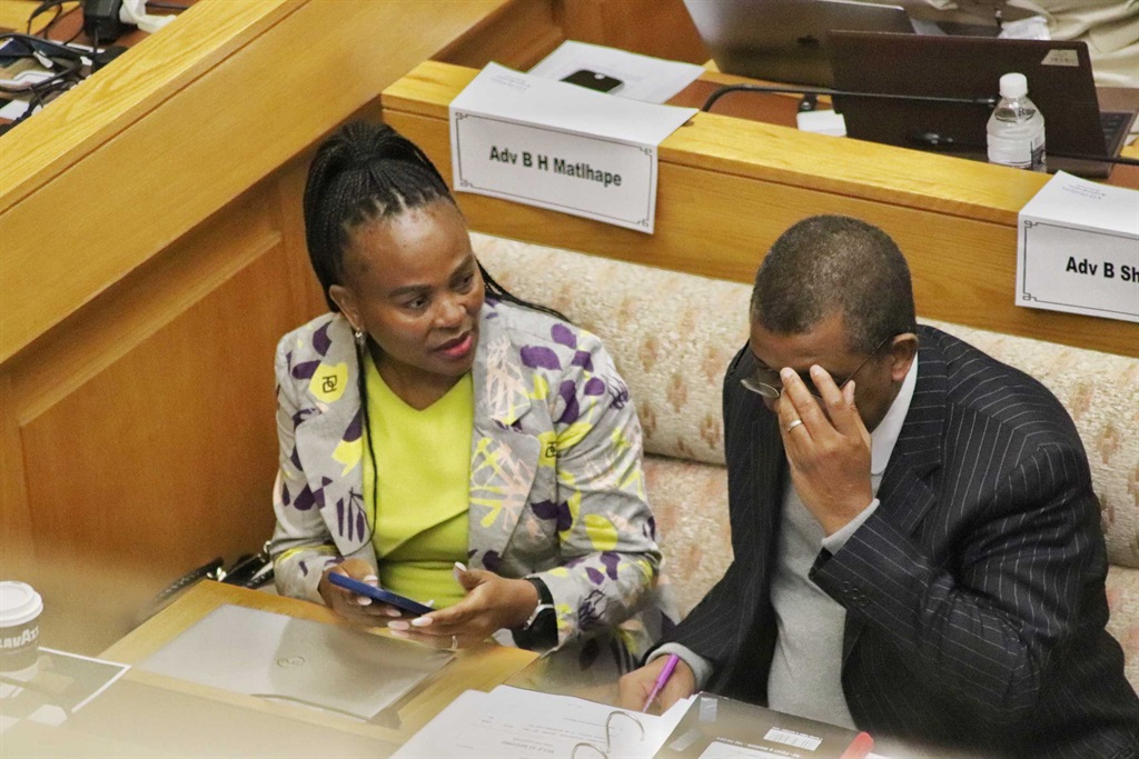Public Protector Busisiwe Mkhwebane and her counsel Adv Dali Mpofu SC, at Parliament's Section 194 proceedings.