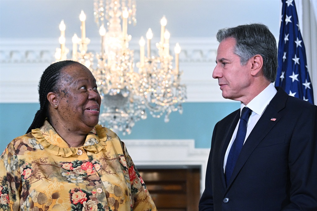 US Secretary of State Antony Blinken meets with South African Foreign Minister Naledi Pandor in the Treaty Room of the US Department of State in Washington, DC, on September 26, 2023.