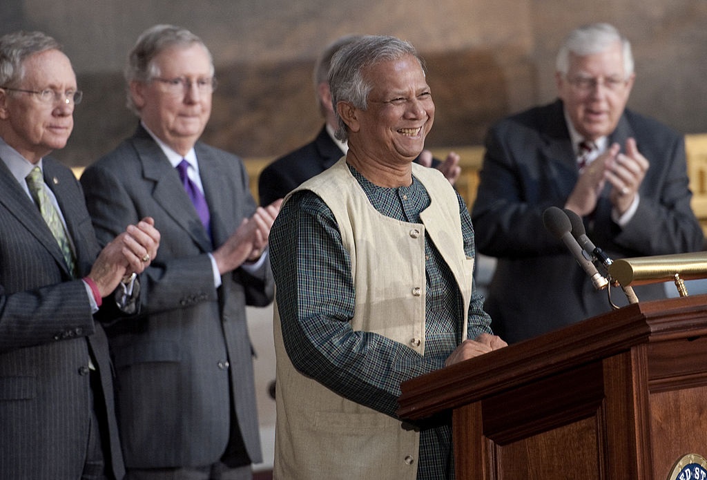 Nobel Peace Prize laureate Muhammad Yunus says the banking sector completely neglects the bottom 50%, yet microfinance has shown that the poor is creditworthy. (Photo By Chris Maddaloni/CQ Roll Call/Getty Images)