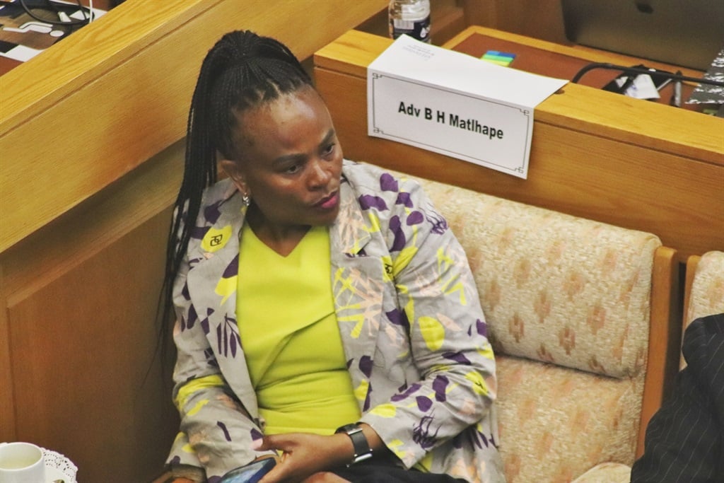 Public Protector Busisiwe Mkhwebane listens to testimony during her impeachment hearings two weeks ago. 
