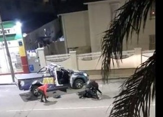 A screengrab of the video doing the rounds on social media about the assault of an Atlas Security official in Central.