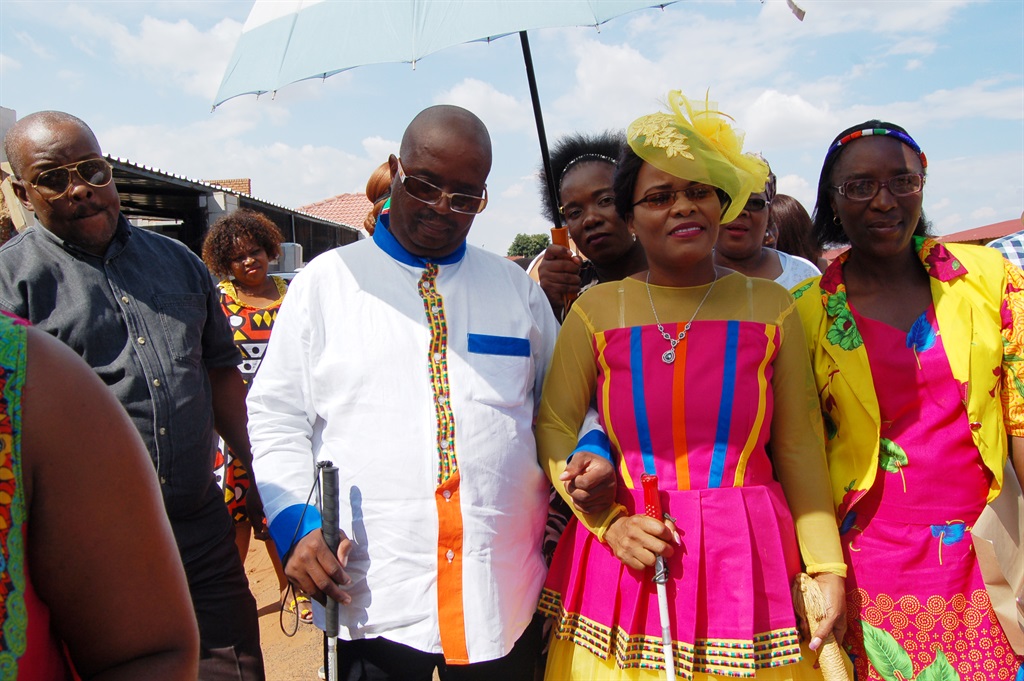 Couple Kaugelo Madua and Margaret Monageng had their traditional wedding in Mamelodi, seen here withMatron of Honour Phumla Magwaza who is also blind. . Photo by Photo by Karabo Rammutla
