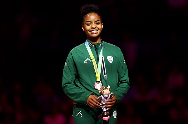 South African gymnast Caitlin Rooskrantz medals at the Commonwealth Games