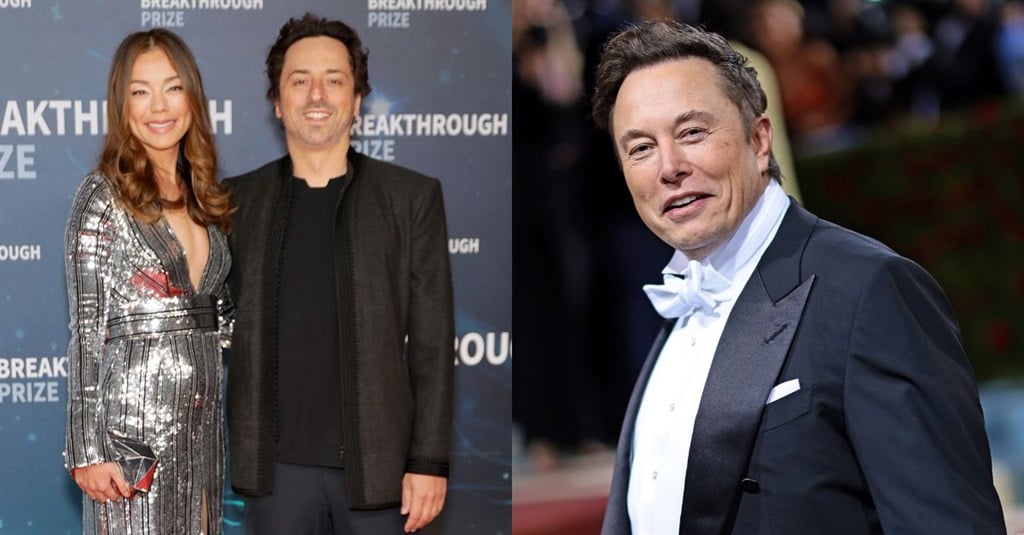 Elon Musk (regs) is daarvan beskuldig dat hy die rede is hoekom Google se Sergey Brin (middel) en Nicole Shanahan (links) nou skei. Foto: Gallo Images/Getty Images.