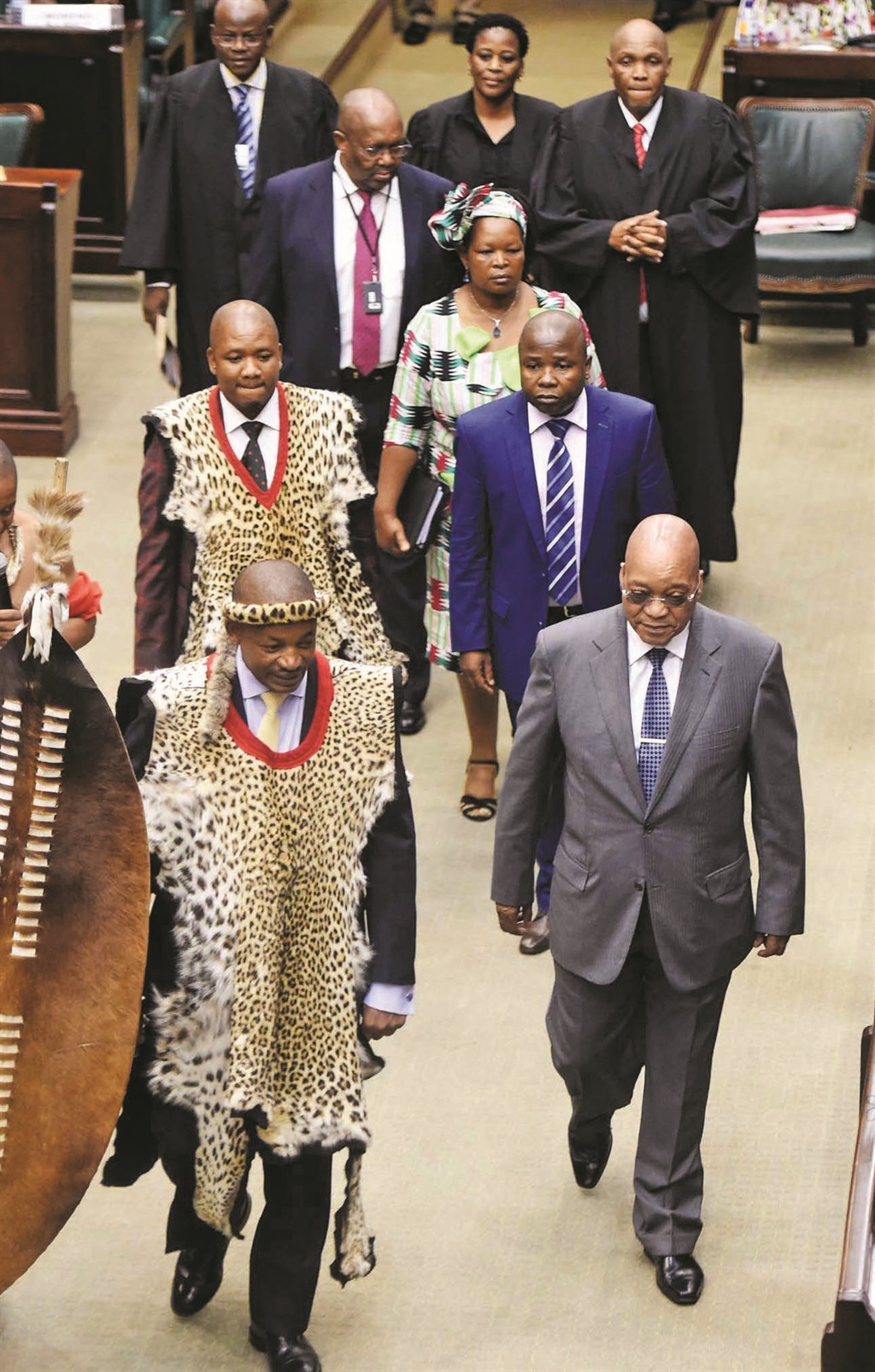 CHIEFLY SPEAKING National House of Traditional Leaders chairman Kgosi Phopolo Pontsho Maubane (left) and President Jacob Zuma at the Old Assembly Chamber.  Picture: Siyabulela Duda 