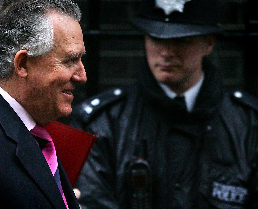 Lord Peter Hain leaves a weekly cabinet meeting in London, England.