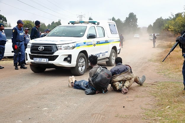 Zama zama miners arrested during a raid in Krugersdorp. 