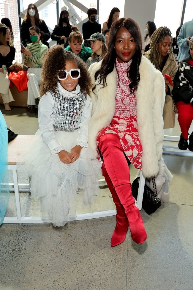 Aria with her mother, Pam, at New York Fashion Wee