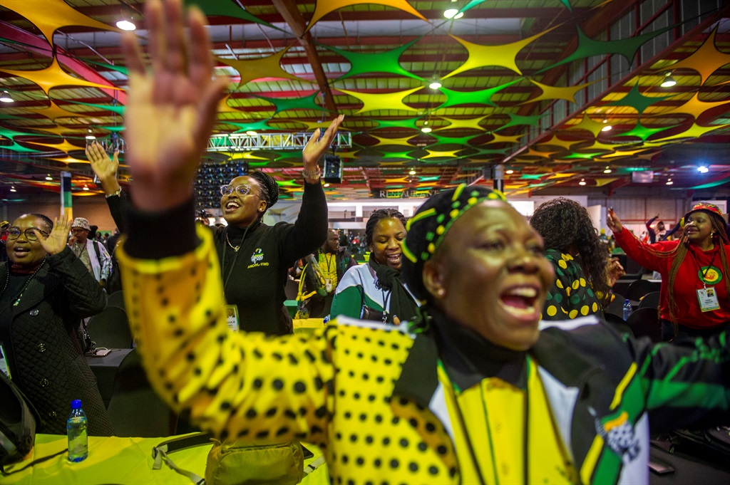 ANC delegates sing and dance at the closing address at the party's 6th National Policy Conference Closing Ceremony At Nasrec Expo last month. (Photo by Gallo Images/Alet Pretorius)