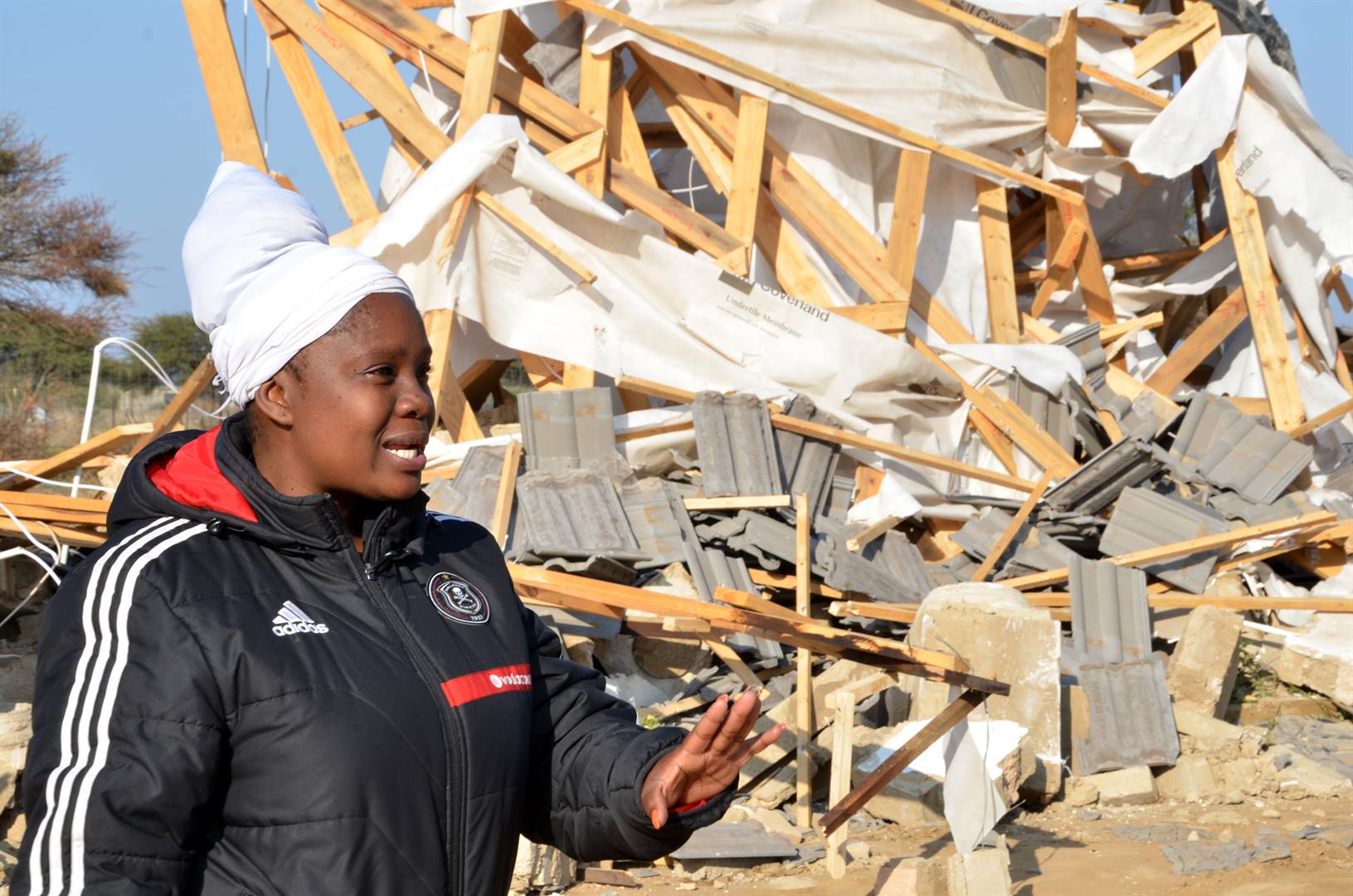 Dineo Ratsie from Mahobieskraal said it was painful to see her home being demolished and her property being destroyed. Photo by Rapula Mancai