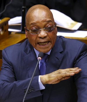 President Jacob Zuma answers questions in Parliament. Picture: Mike Hutchings/Reuters