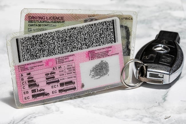 A general view of a driving licence card. 