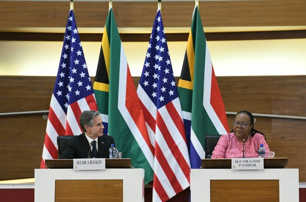 US Secretary of State Antony Blinken and Dirco Minister Naledi Pandor during diplomatic talks in Pretoria. 