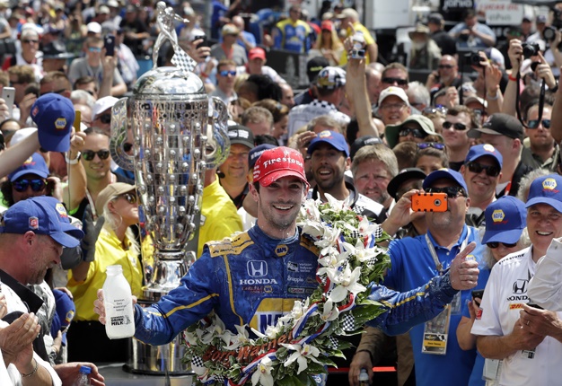 <B>MEMORABLE WIN:</B> Alexander Rossi pulled off a surprise victory at the 100th running of the Indianapolis 500, his car ran out of fuel after crossing the winning line. <I>Image: AP / Darron Cummings</I>